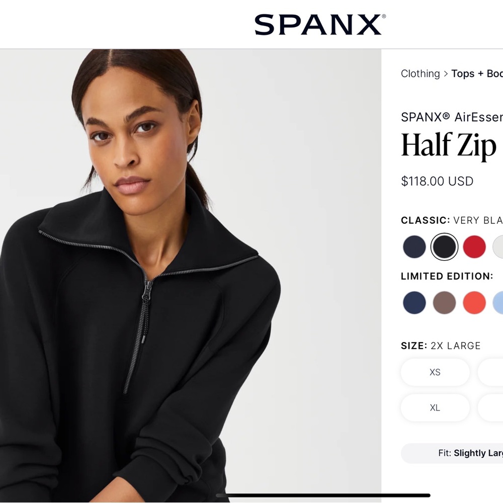 SPANX Air Essentials Half-Zip  Black 2X